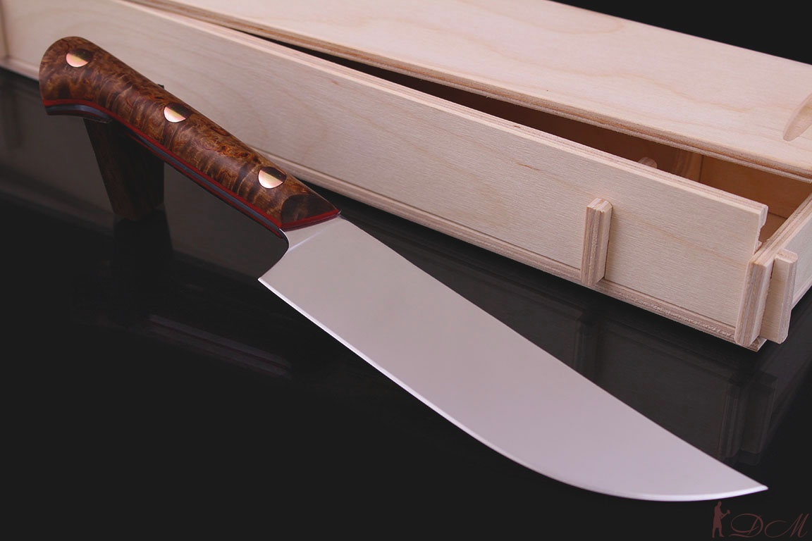 Кухонные ножи Узбекский кухонный нож "Пчак Большой" Кованая х12мф. Рукоять карельская береза. 